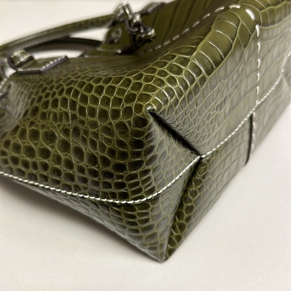 🔥🔥🔥Tory Burch McGraw Croc Embossed Leather Drawstring Bucket Satchel Bag - Picture 9 of 15